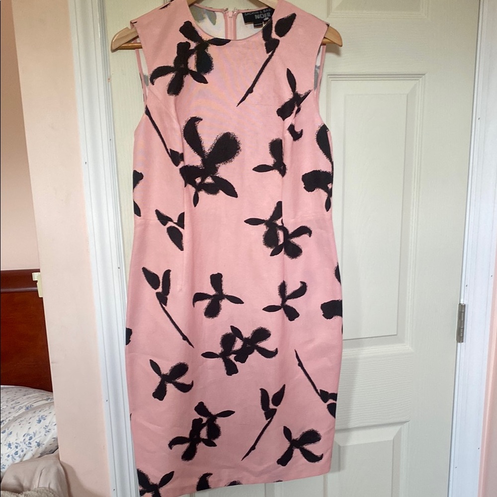 Sachin & Babi Pink and Black Floral Sleeveless Dress